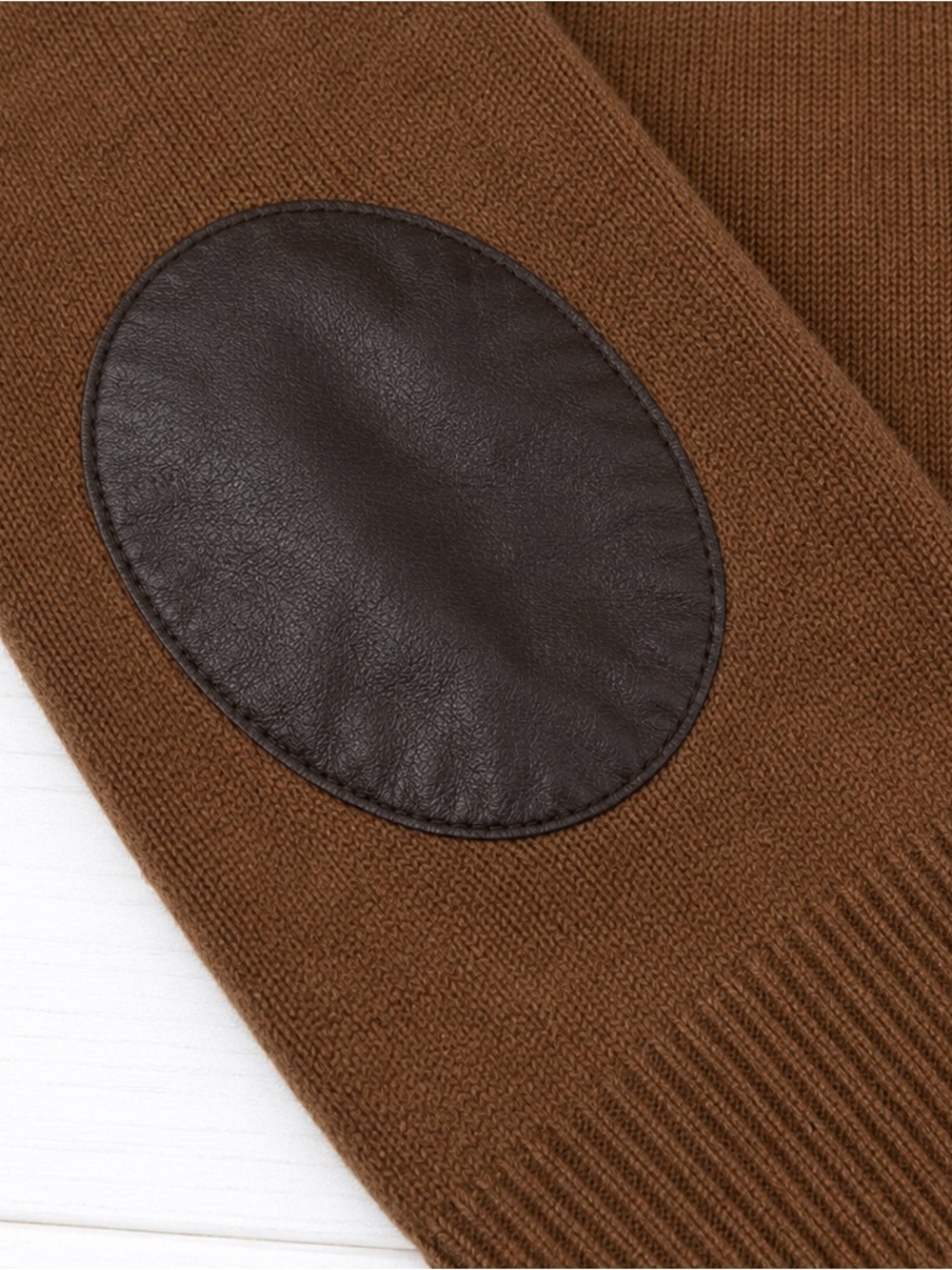 Banana Republic Merino Wool Blend V Neck Sweater Elbow Patch Brown Men’s L - Picture 4 of 6